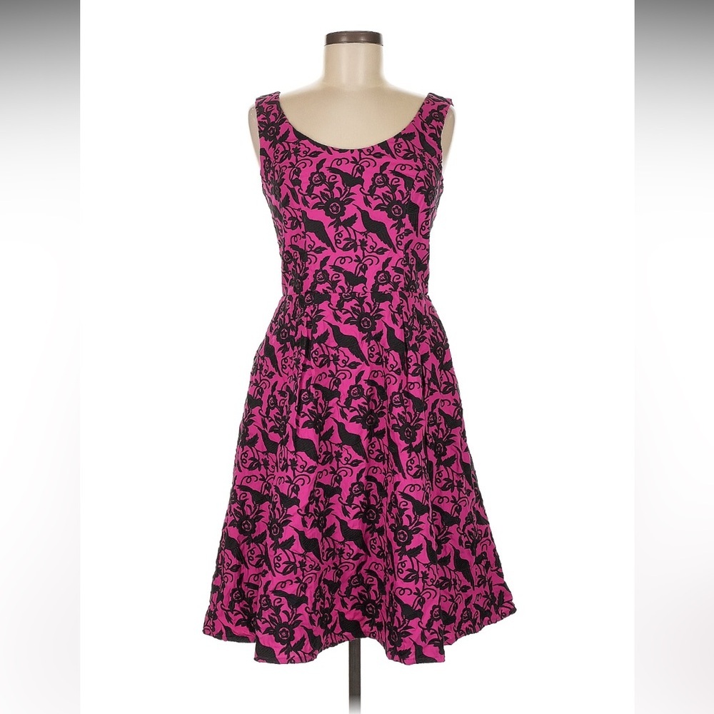 Betsey Johnson Embroidered 🐦‍⬛ Crow Bird Dress Retro Vintage Fuchsia Pink 6